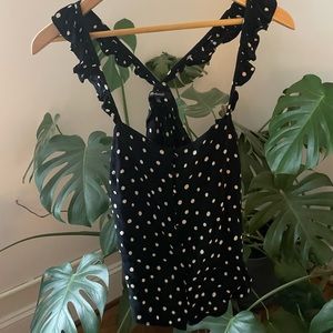 Madewell Polkadot Frilly Shoulder Tank Top